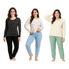 Pijama Estampado Feminino  Melissa Frio Suede Longo Inverno Adulto Manga Comprida