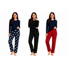 Pijama Estampado Feminino Mari Frio Suede Longo Inverno Adulto Manga Longa