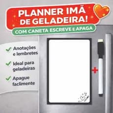 Imã de Geladeira Planner Semanal 28x20cm com Caneta Escreve e Apaga Magnético