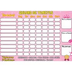 Imã de Geladeira Quadro de Tarefa Semanal com Caneta Escreve e Apaga Planer Princesa Imantado