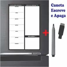 Imã de Geladeira Planner Semanal Caneta Escreve e Apaga Magnético 28x20cm