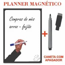 Imã de Geladeira Planner Semanal com Caneta Escreve e Apaga Magnético Tam 28x20cm