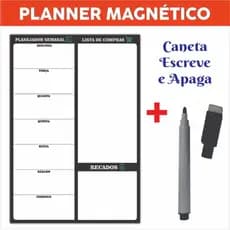Imã de Geladeira Planner Semanal Magnético com Caneta Escreve e Apaga