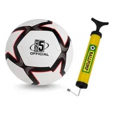 Kit Bola de Futebol + Bomba de Ar Manual Couro Sintético Campo Costurada Esportivo diversão Copa
