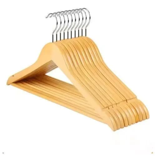 Kit 3 Cabides De Madeira Resistente Com Suporte Para Alcas Ideal Para Roupa Organizada Copa