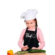 Avental Infantil Mini Chef Resistentes Cozinha Escola Protecao Roupas Ajustável preto ou branco