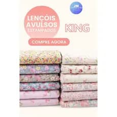 Kit 5 Lençol Sem Elástico King Avulso Microfibra Estampas Aleatórias 100% Poliéster 120 Fios