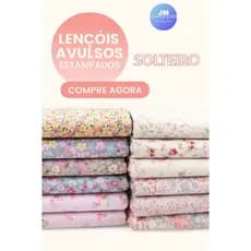 Kit 10 Lençol Sem Elástico Solteiro Avulso Microfibra Estampas Aleatórias 100% Poliéster 120 Fios