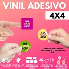 Etiquetas Adesivas 4x4 cm Personalizadas em Vinil à Prova D'água | Rótulos Adesivos Personalizados
