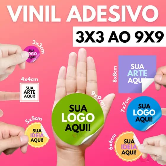 Etiquetas Adesivas Personalizadas EmVinil Branco  Rótulo Adesivo Vinílico 3x3 4x4 5x5 6x6 ou 7x7 Cm