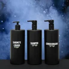 kit 3 Frascos PEAD preto de 1LT. Cabeleireiro/barbearia/banheiro.