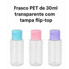 Frasco Cilíndrico 30ml,  Flip-Top Colorida, Para Lembrancinhas, Viagens e Cosméticos Artesanais.