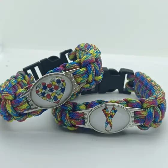 Cuidados autismo paciente paciente guarda-chuva corda pulseira/quebra-cabeça jóias coloridas/pulseira de sobrevivência a