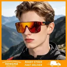 (HENGHA) Estilo Esportivo Caminhadas Correndo Praia Pesca Personalidade Lente De Uma Peça Óculos De Sol Unissex Nova Che