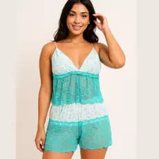 Baby Doll De Algodão Short doll Feminino Com Renda