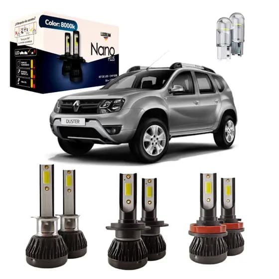 Kit Super Led Plus Duster 2010 A 2025 30w 8000k Luxbeam Lâmpada Farol Alto Baixo Milha