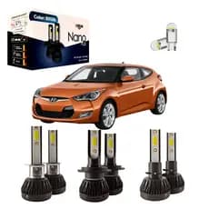 Kit Super Led Plus Veloster 2011 A 2022 30w 8000k Luxbeam Lâmpada Farol Alto Baixo Milha