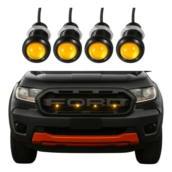 Kit 4 Led Olho de Aguia Strobo Grade Dianteira 18mm Caminhonete Luz Flash Foguinho Mini Luz Diurna