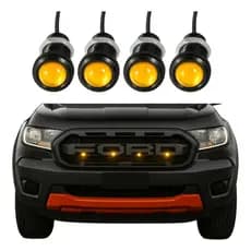 Kit 4 Led Olho de Aguia Strobo Grade Dianteira 18mm Caminhonete Luz Flash Foguinho Mini Luz Diurna