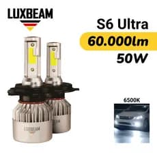 Par Super Led S6 Ultra 6500k H1 H3 H4 H7 H11 H8 HB3 HB4 Lâmpada Luxbeam 6500k Branca