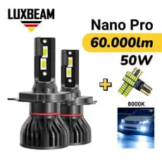 Par Super Led Nano Pro + Pingo T10 50w CSP 3570 60.000lm 8000k H1 H4 H7 H11 H8 HB4 Lâmpada Luxbeam