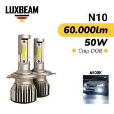 Par Super Led N10 50w 6500k H1 H3 H4 H7 H11 H8 HB3 HB4 Lâmpada Luxbeam Branca