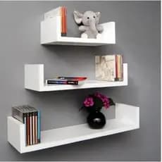 kit 3 prateleiras U 40x10x10 / 100% MDF branco