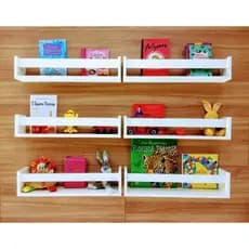 Prateleira nicho revista livro infantil cor Branco para organizar e decorar ambientes deixando mais aconchegante.