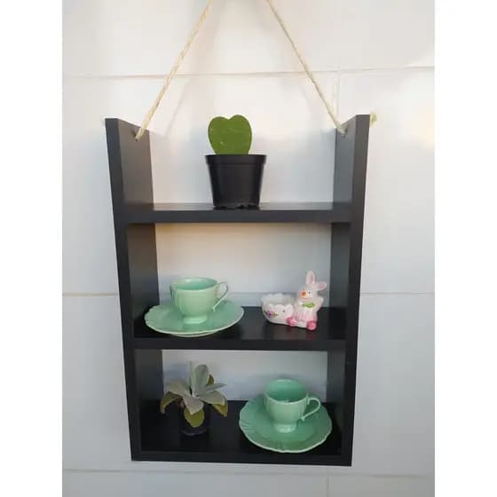 Nicho com corda de sisal decorativos para banheiro quarto lavanderia . Organizacional e decorativo, MDF preto ou branco.
