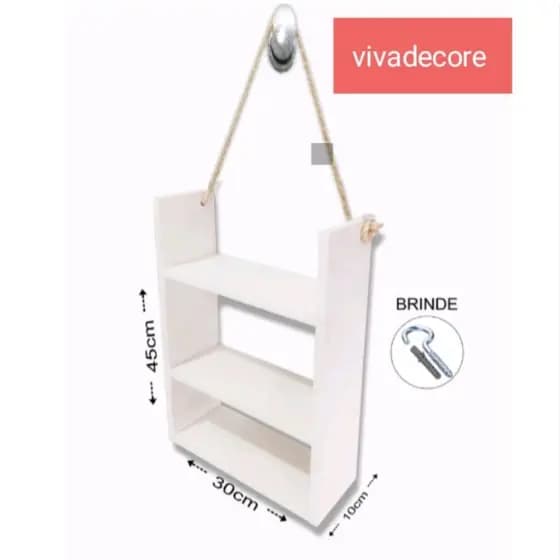 Nicho organizador prateleira com divisória quarto sala banheiro cozinha decoração MDF com corda de sisal