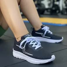Tênis Feminino Academia Preto - Tenis Feminino Macio Treino Caminhada Esportivo Corrida