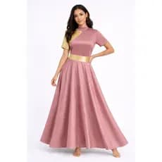 Vestido de Dança godê longo com 3 metros de saia - MODELO METALIZADO