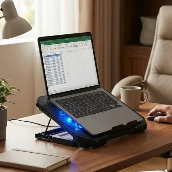 Suporte base Notebook Cooler 2 Ventoinhas Silenciosa Ajustável até 17` pol usb cor preto