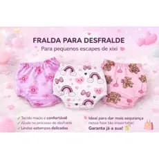 Kit 3 Fraldas para Desfralde de Bebê Cueca e Calcinha de Treinamento Infantil Crianças