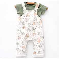 Jardineira Infantil Longa Unisex Roupas de Bebê e Crianças Meninos e Meninas sem Body