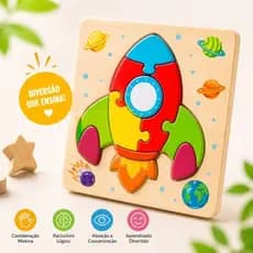 Quebra Cabeça de Madeira 3D Infantil Montessori Crianças Menino e Menina Educativo