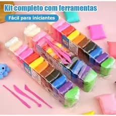Kit 12 Cores Massinha de EVA Infantil e para Artesanato Macia Leve Argila Pula Pula para Crianças Modelar
