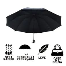 Guarda Chuva Sombrinha Grande Dobrável Cabe na Bolsa Masculino Feminino Preto