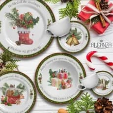 Conjunto com 6 Pratos de Sobremesa Natal Christmas - Alleanza