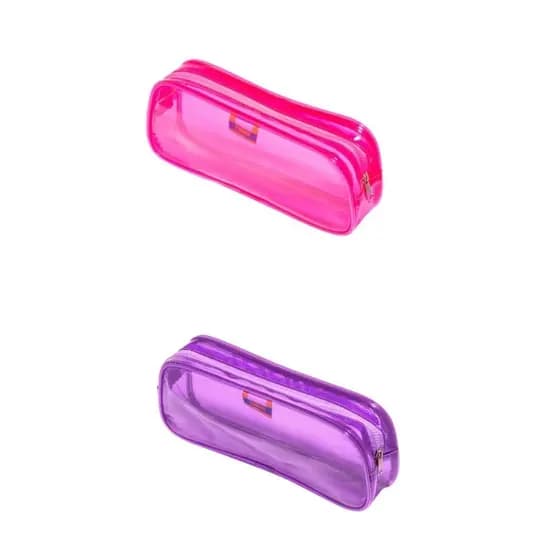 ESTOJO TRANSPARENTE - 1 ZÍPER - ROXO OU ROSA PINK - BRW