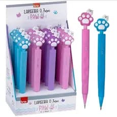 Lapiseira 0.7mm Paw fofa de Gatinho Brw - Rosa, Roxo e Azul