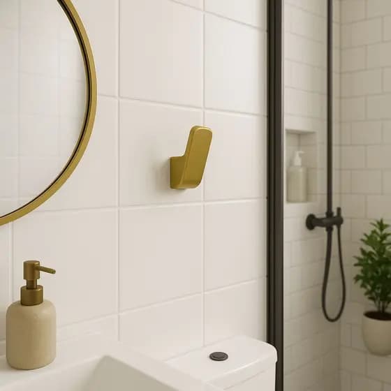 Porta Toalha Banheiro Adesivo 3M Unidade Dourado
