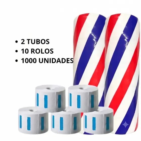 Kit 2 Pacotes Gola Higiênica Barbeiro com 10 rolos - 1000 un Descartável Branca para Barbearia