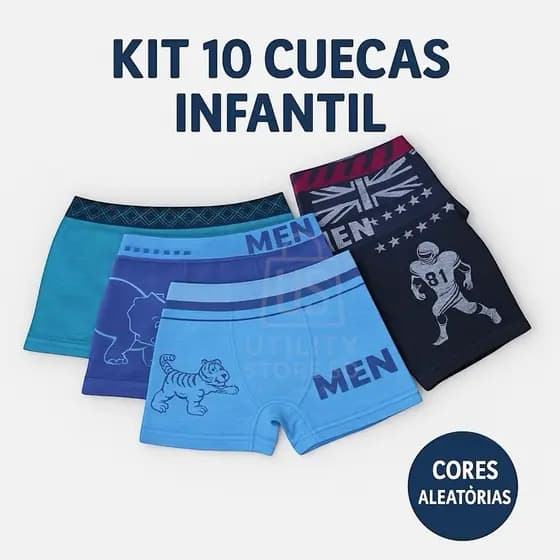 Kit com até 10 Cuecas Boxer Microfibra Infantil Menino Conforto
