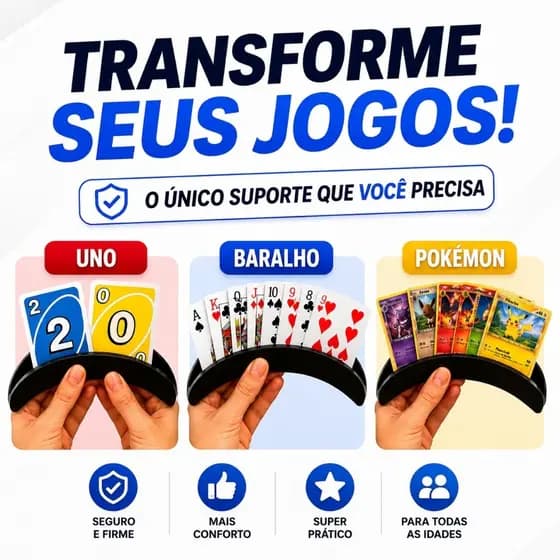 2 Porta Cartas de Mão para Jogos Suporte para UNO, Baralho e outros