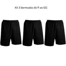 Shorts Masculinos Jersey Kit 3 Unidades Para Academia Treino Futebol e Casual