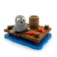 Kit Doca da Foca Loompz 7 Peças - Brinquedo Sensorial - Animais Articulados + Cenário e Acessórios