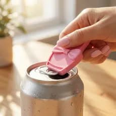Abridor de Latas Chaveiro Esmalte com Laço Decorativo - Abra Latas Sem Quebrar as Unhas