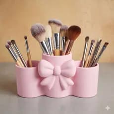 Porta Pincéis de Maquiagem e Canetas com Laço Elegante – Organizador de Mesa