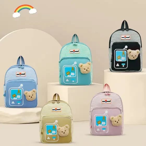 Mochila Baby Infantil Listrado Urso Creche